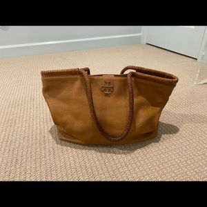 Tory Burch brown pebbled leather tote
